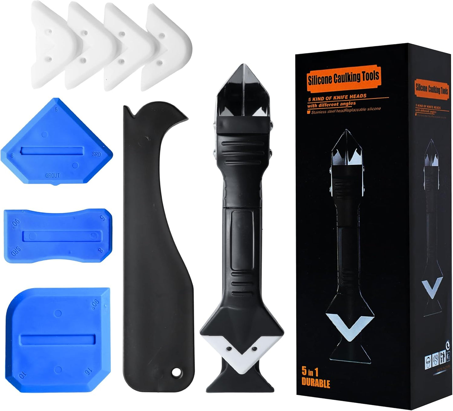 5-in-1 Silicone Caulk Tool-Multi-Function Caulking and Caulk Remover Tool Kit