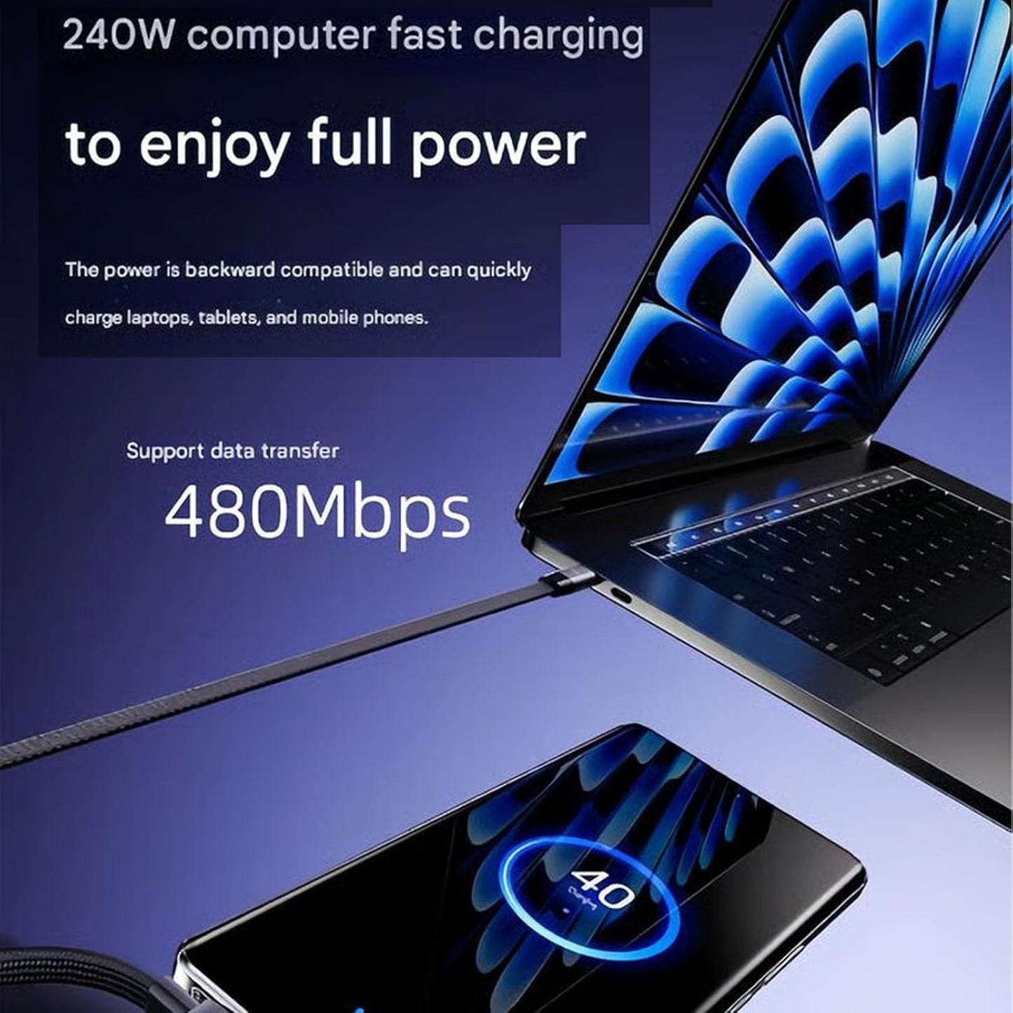 Charger Cable with Stand, 240w Super Fast Charging