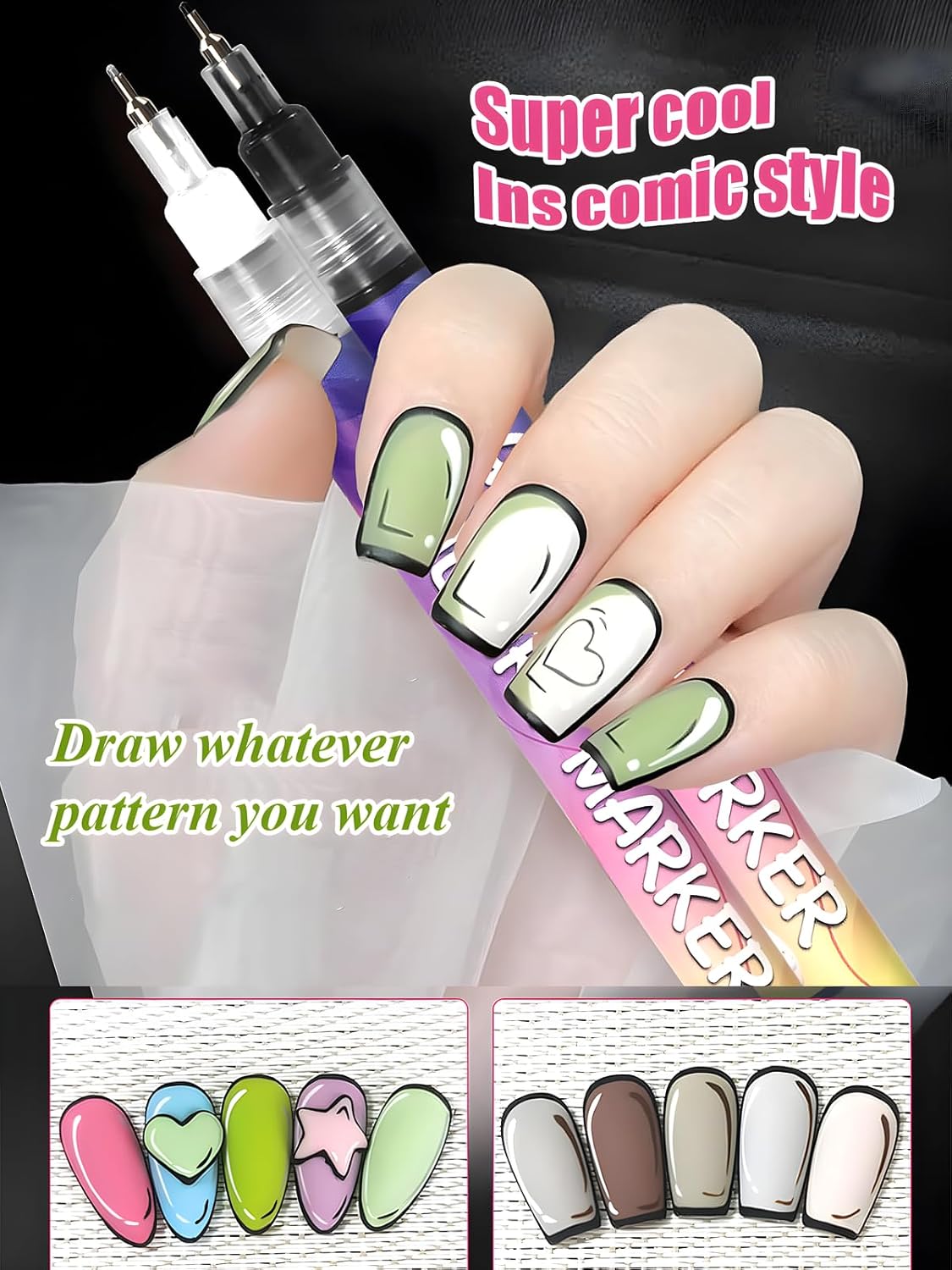 3D Nail Art Pens with Fine Tips