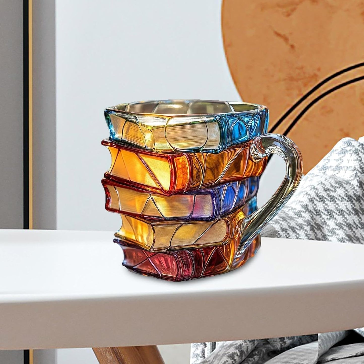 3D Painted Stacked Books Shaped Mug