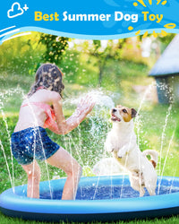 Summer Splash Pad for Dogs & Kids - Anti-Slip Dog Pool for Large Dogs, 0.58 mm Thickened Durable Outdoor Water Play Mat, Summer Sprinkler Toy for Backyard (Blue)