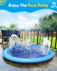 Summer Splash Pad for Dogs & Kids - Anti-Slip Dog Pool for Large Dogs, 0.58 mm Thickened Durable Outdoor Water Play Mat, Summer Sprinkler Toy for Backyard (Blue)