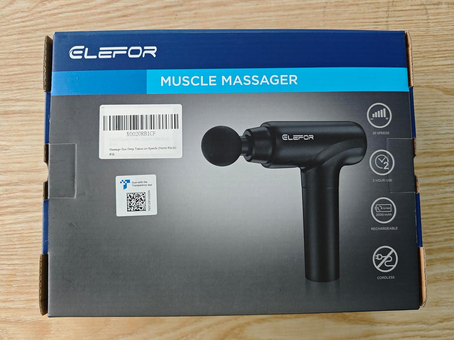 Massage Gun for Deep Tissue Pain Relief – 20 Speeds, 8 Heads, Matte Black