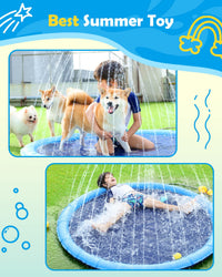 Summer Splash Pad for Dogs & Kids - Anti-Slip Dog Pool for Large Dogs, 0.58 mm Thickened Durable Outdoor Water Play Mat, Summer Sprinkler Toy for Backyard (Blue)