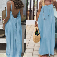 Womens Summer Casual Sleeveless Backless Cami Sundress 2026 Vacation House Dress
