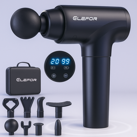 Massage Gun for Deep Tissue Pain Relief – 20 Speeds, 8 Heads, Matte Black