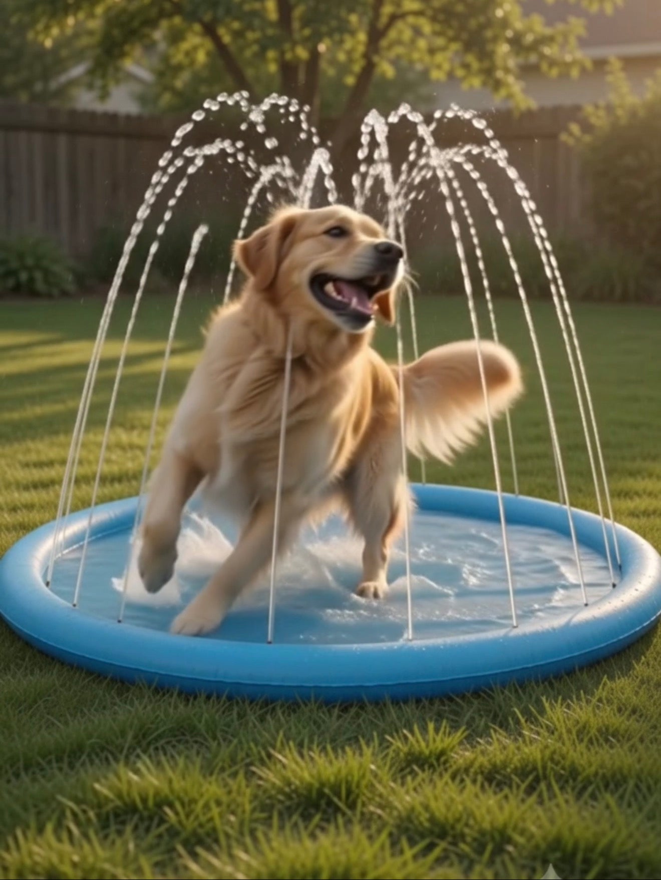 Summer Splash Pad for Dogs & Kids - Anti-Slip Dog Pool for Large Dogs, 0.58 mm Thickened Durable Outdoor Water Play Mat, Summer Sprinkler Toy for Backyard (Blue)