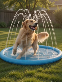 Summer Splash Pad for Dogs & Kids - Anti-Slip Dog Pool for Large Dogs, 0.58 mm Thickened Durable Outdoor Water Play Mat, Summer Sprinkler Toy for Backyard (Blue)