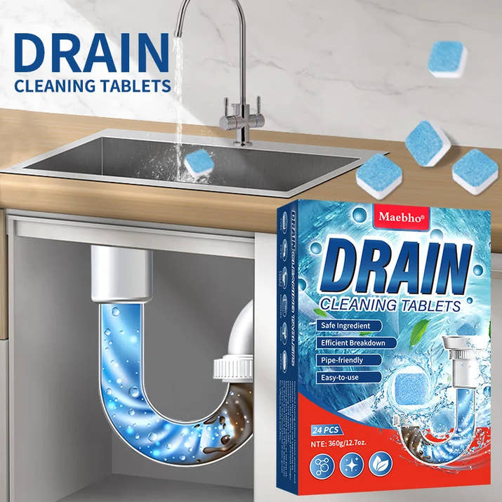 Drain Cleaning Tablets Sink Unblocking Tablets Drain Unblocking Tablets Suitable for All Sink Types 15g Each Safe for Pipes