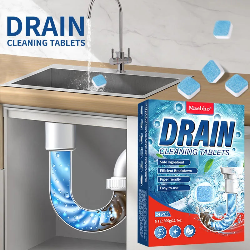 Drain Cleaning Tablets Sink Unblocking Tablets Drain Unblocking Tablets Suitable for All Sink Types 15g Each Safe for Pipes