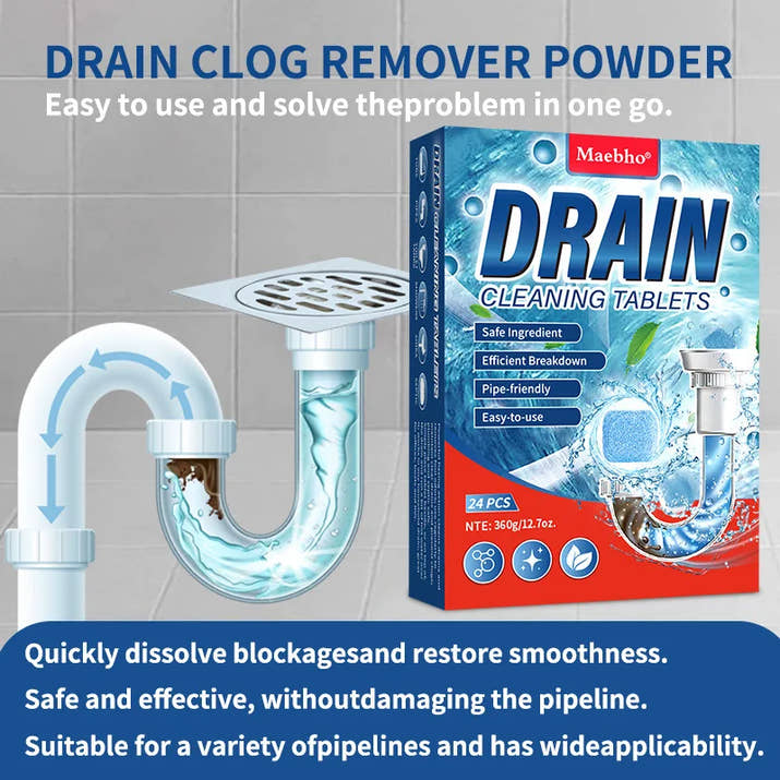 Drain Cleaning Tablets Sink Unblocking Tablets Drain Unblocking Tablets Suitable for All Sink Types 15g Each Safe for Pipes