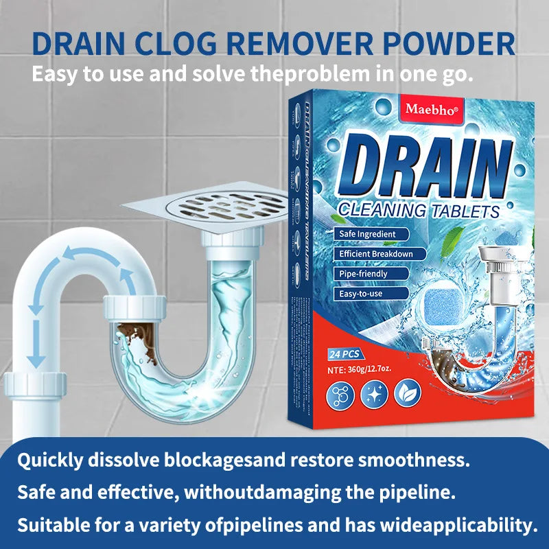 Drain Cleaning Tablets Sink Unblocking Tablets Drain Unblocking Tablets Suitable for All Sink Types 15g Each Safe for Pipes