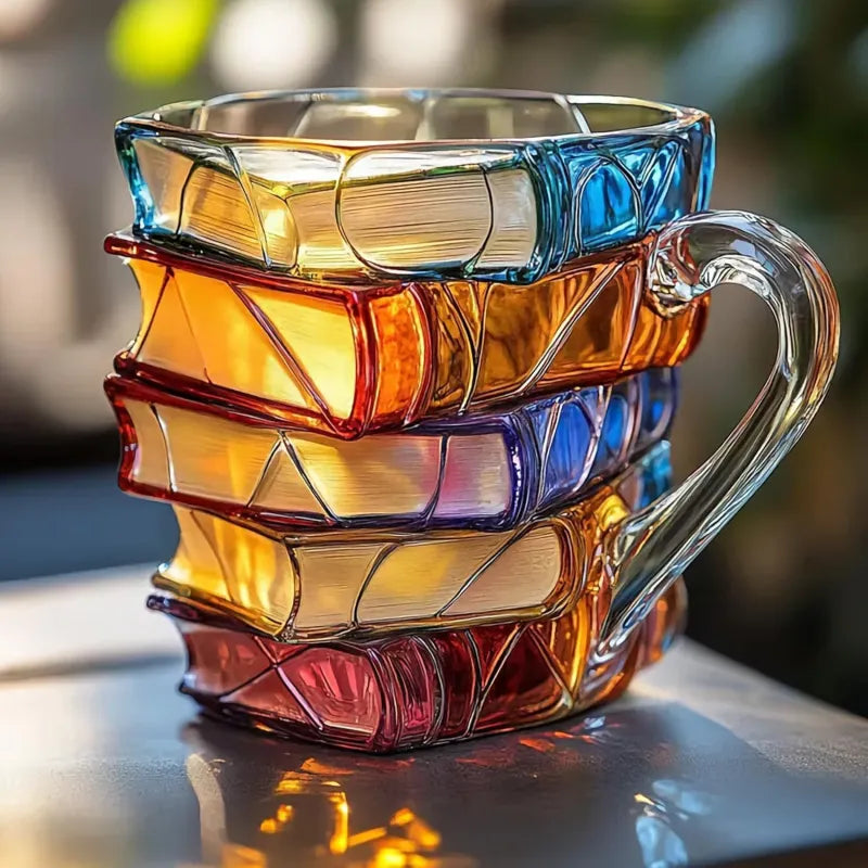 3D Painted Stacked Books Shaped Mug