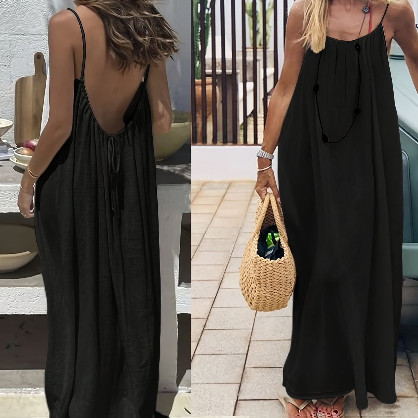 Womens Summer Casual Sleeveless Backless Cami Sundress 2026 Vacation House Dress