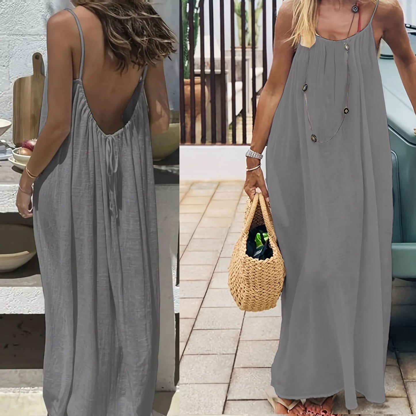 Womens Summer Casual Sleeveless Backless Cami Sundress 2026 Vacation House Dress
