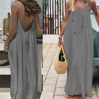 Womens Summer Casual Sleeveless Backless Cami Sundress 2026 Vacation House Dress