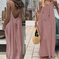 Womens Summer Casual Sleeveless Backless Cami Sundress 2026 Vacation House Dress